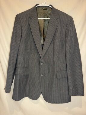 Vintage The Sovereign‎ Men’s Pinstripe Blazer Gray USA Made Suit Jacket Sz L 42R